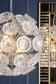 Laura Ashley Elwick 6 Light Antique Brass Pendant Complete With Textured Glass - LA3756208-Q
