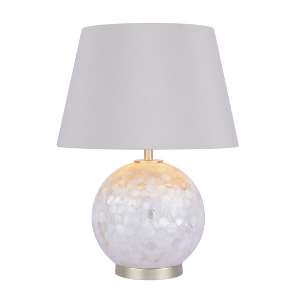 Laura Ashley Mathern Cream Shell Table Lamp With Champagne Detailing Complete With Ivory Faux Shade With Soft Gold Lining - LA3756214-Q