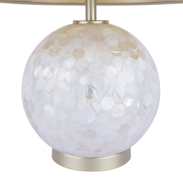 Laura Ashley Mathern Cream Shell Table Lamp With Champagne Detailing Complete With Ivory Faux Shade With Soft Gold Lining - LA3756214-Q