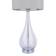 Laura Ashley Bronant Smoked Glass Table Lamp With Polished Chrome Detaling And Tall Silk Shade With Silver Mettallic Inner - LA3756223-Q