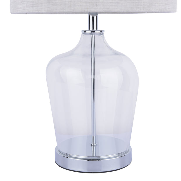 Laura Ashley Ockley Touch Table Lamp In Polished Chrome Complete With Clear Glass And Shade With Metcallic Inner - LA3756233-Q