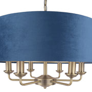Laura Ashley Sorrento 6 Light Pendant Antique Brass With Blue Shade