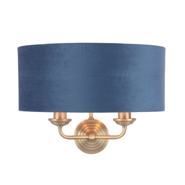 Laura Ashley Sorrento Wall Light Antique Brass With Blue Shade
