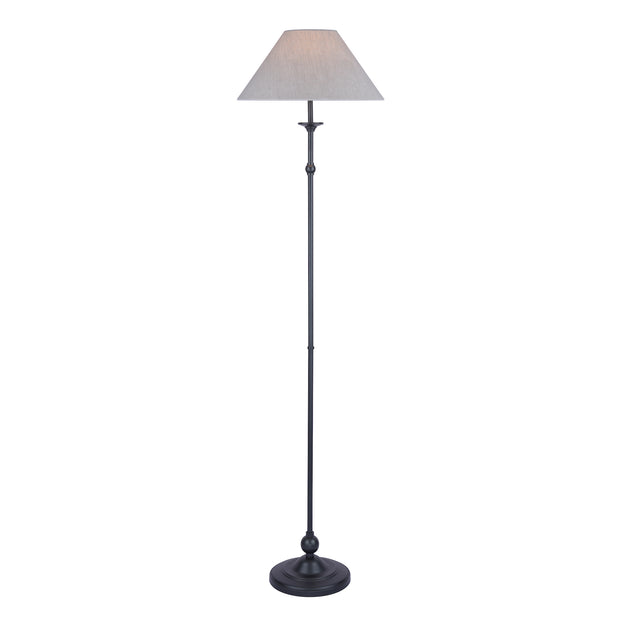 Laura Ashley Ludchurch Floor Lamp In Industrial Black Complete With Linen Shade - LA3756241-Q
