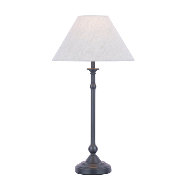 Laura Ashley Ludchurch Table Lamp In Industrial Black Complete With Linen Shade - LA3756242-Q