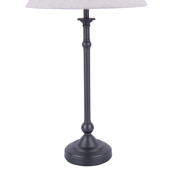 Laura Ashley Ludchurch Table Lamp In Industrial Black Complete With Linen Shade - LA3756242-Q