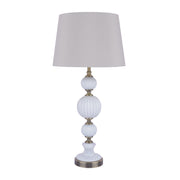 Laura Ashley Croxden Table Lamp With White Ribbed Glass And Antique Brass Detailing Complete With Shade - LA3756245-Q