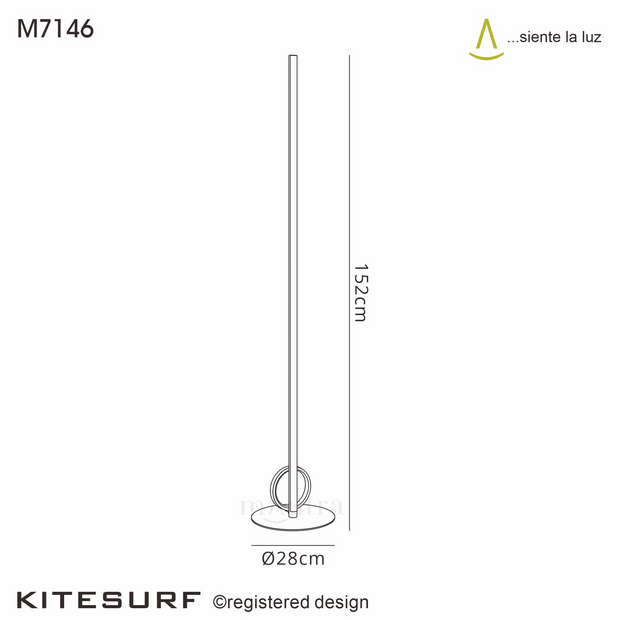 Mantra Kitesurf LED Floor Lamp Black - 3000K
