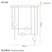 Mantra Cuba 4 Light Criss Cross LED Linear Bar Pendant Black & Gold - 3000K