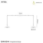 Mantra Orion 2 Light LED Pendant Black & Antique Brass - 3000K