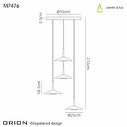 Mantra Orion 4 Light LED Round Pendant Black & Antique Brass - 3000K