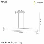 Mantra Hanok Slim LED Linear Bar Pendant Black - 3000K