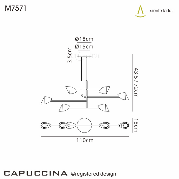 Mantra Capuccina LED 6 Light Linear Pendant White - 3000K