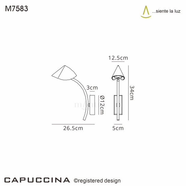 Mantra Capuccina Single LED Wall Light Black - 3000K