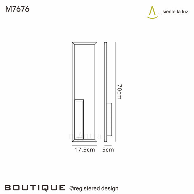 Mantra Boutique Medium LED Rectangular Wall Light Black - 3000K