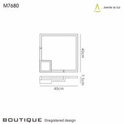 Mantra Boutique LED Medium Square Wall Light Black - 3000K