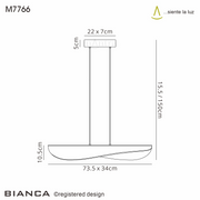 Mantra Bianca Crackled Acrylic Effect LED Linear Bar Pendant White - 3000K