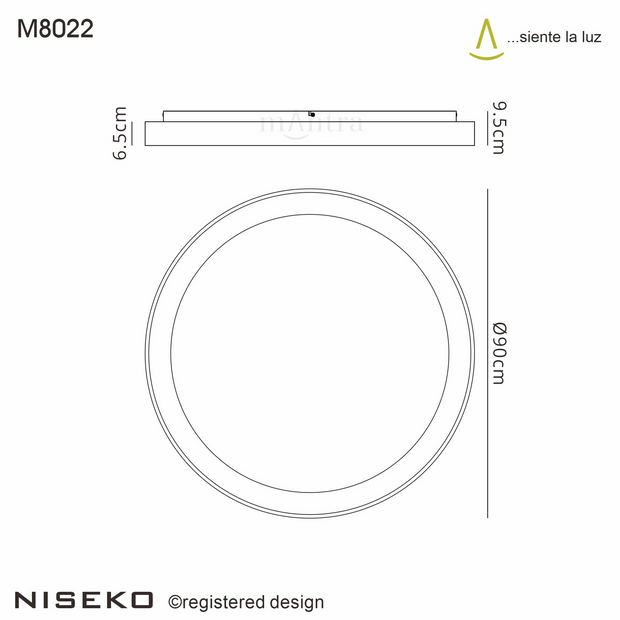 Mantra Niseko Black Extra Large Round Flush LED Ceiling Light - 3000K