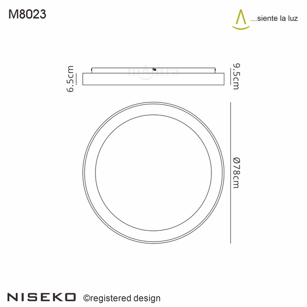 Mantra Niseko Black Large Round Flush LED Ceiling Light - 3000K
