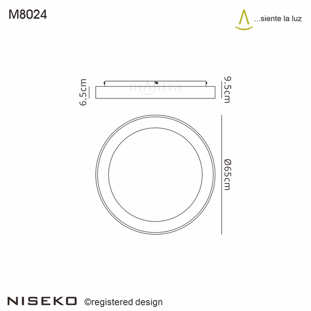 Mantra Niseko Black Medium Round Flush LED Ceiling Light - 3000K