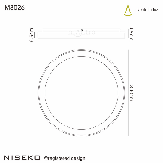 Mantra Niseko Gold Extra Large Round Flush LED Ceiling Light - 3000K