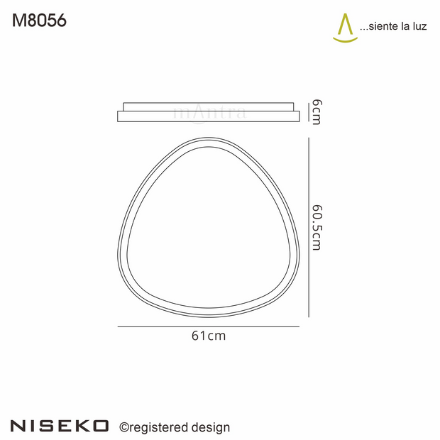 Mantra Niseko White Large Triangular Flush LED Ceiling Light - 3000K