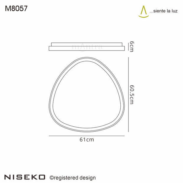 Mantra Niseko Black Large Triangular Flush LED Ceiling Light - 3000K