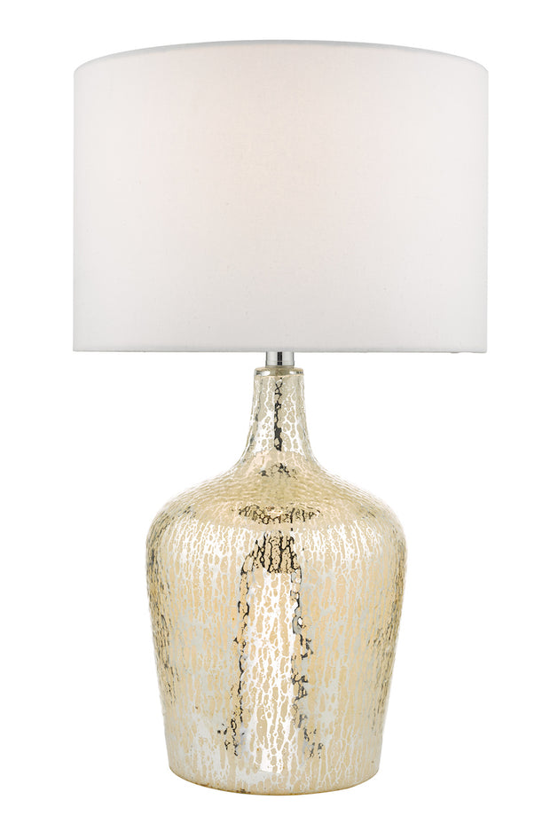 Dar Lolek LOL4232 Table Lamp In Silver Glass Finish Complete With Ivory Shade
