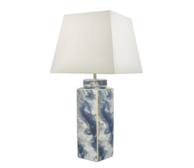 Dar Loyce LOY4223 Ceramic Table Lamp In Blue Marble Effect Finish Base Only