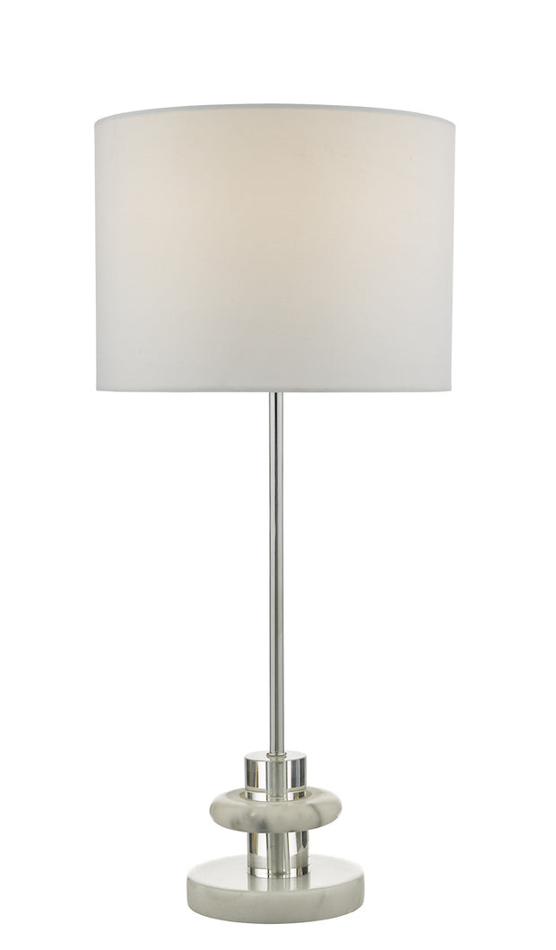 Dar Lydian LYD4250 Table Lamp Crystal & Marble Finish Complete With White Shade