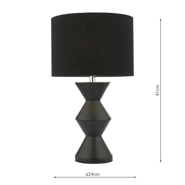 Dar Max Black Ceramic Table Lamp Complete With Black Cotton Shade