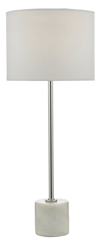 Dar Misu MIS422 Polished Chrome/Marble Table Lamp Complete With White Cotton Shade