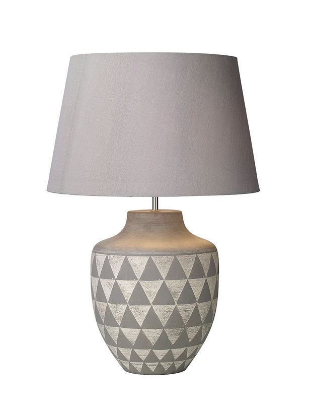 Dar Mulan MUL4239 Ceramic Table Lamp In Grey & White Finish Base Only
