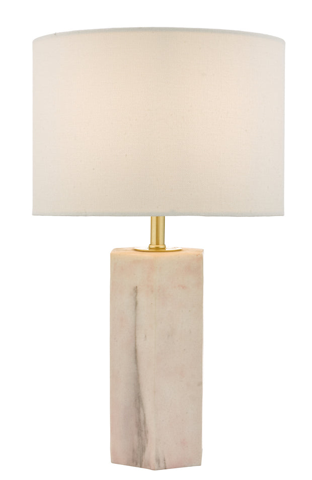 Dar Nalani NAL4203 Table Lamp In Pink Marble Effect Finish Complete With Ivory Shade