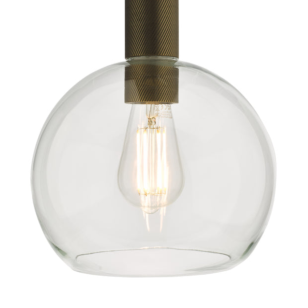Dar Nikolas Single Pendant Light Natural Solid Brass With Round Clear Glass