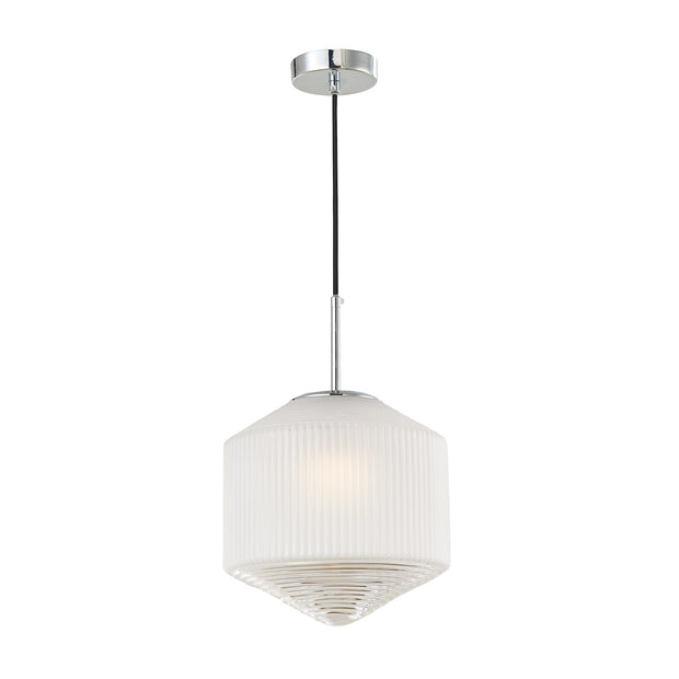 Dar Nisha NIS0108 Single Pendant In Polished Chrome Finish With Frosted/Clear Glass
