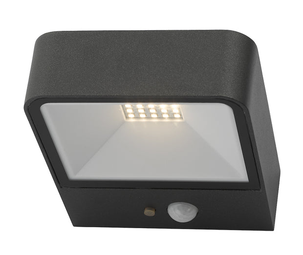 Dar Noxolo NOX2139 Exterior Solar Powered LED Square Wall Light In Anthracite Finish With PIR Sensor - IP65
