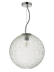 Dar Ossian OSS8608 Large Single Pendant In Polished Chrome Finish With Clear Glass