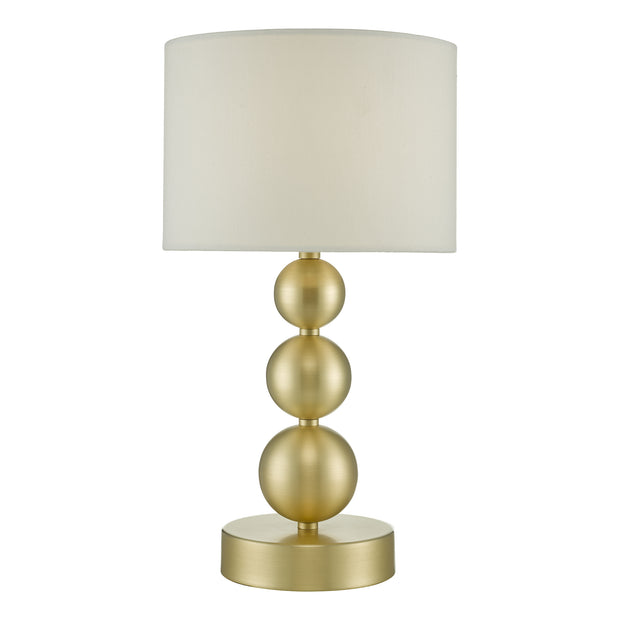 Dar Paige PAI4235 Brushed Gold Touch Table Lamp Complete With Cream Cotton Shade