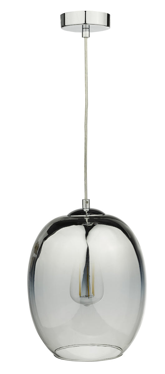 Dar Patrice PAT0132 Single Pendant In Polished Chrome Finish With Silver Glass