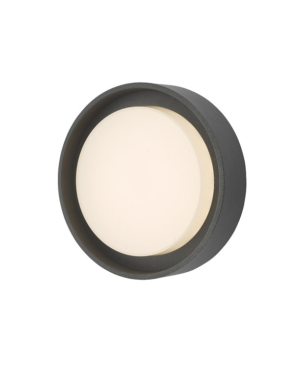 Dar Ralph RAL5239 Exterior Small Round Flush Ceiling/Wall Light In Anthracite With White Plastic Diffuser - IP65