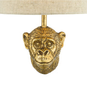 Dar Raul Monkey Wall Light In Gold C/W Natural Linen Shade
