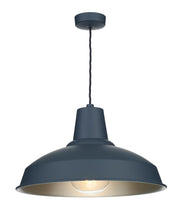 David Hunt Reclamation Smoke Blue Single Pendant Complete With Brushed Chrome Inner - REC0199-09-15-C09