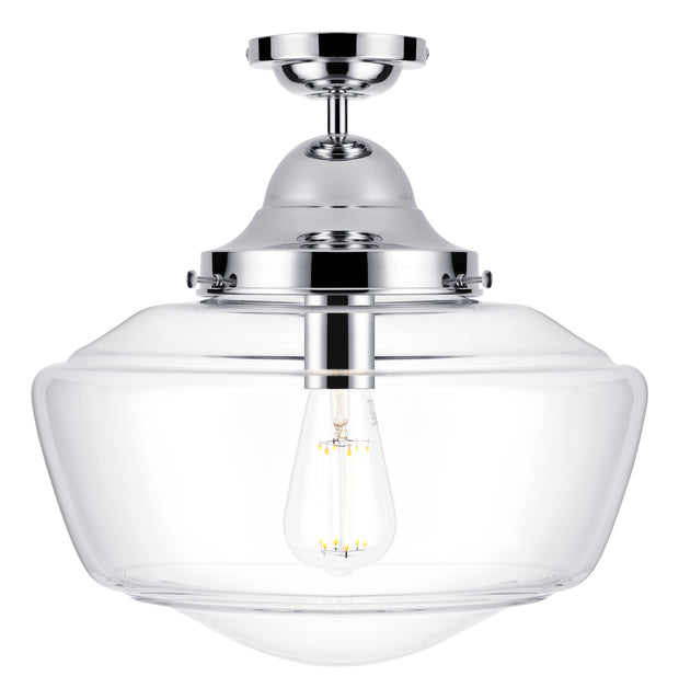 David Hunt Rydal Semi Flush Ceiling Light Chrome With Clear Glass, IP44 Rated