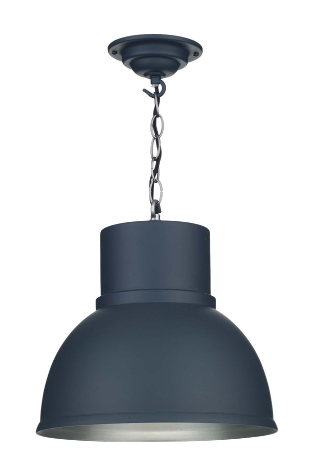 David Hunt Shoreditch SHO0123C Smoke Blue Small Single Pendant Complete With Brushed Chrome Inner