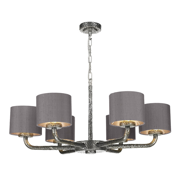 David Hunt Sloane SLO0667 Pewter 6 Light Pendant Complete With Bespoke Shades - (Specify Colour)