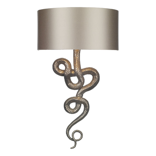 David Hunt Snake SNA0763 Bronze Single Wall Light Complete With Silk Shade - (Specify Colour)