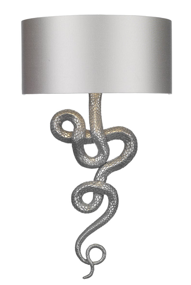 David Hunt Snake SNA0767 Pewter Single Wall Light Complete With Silk Shade - (Specify Colour)