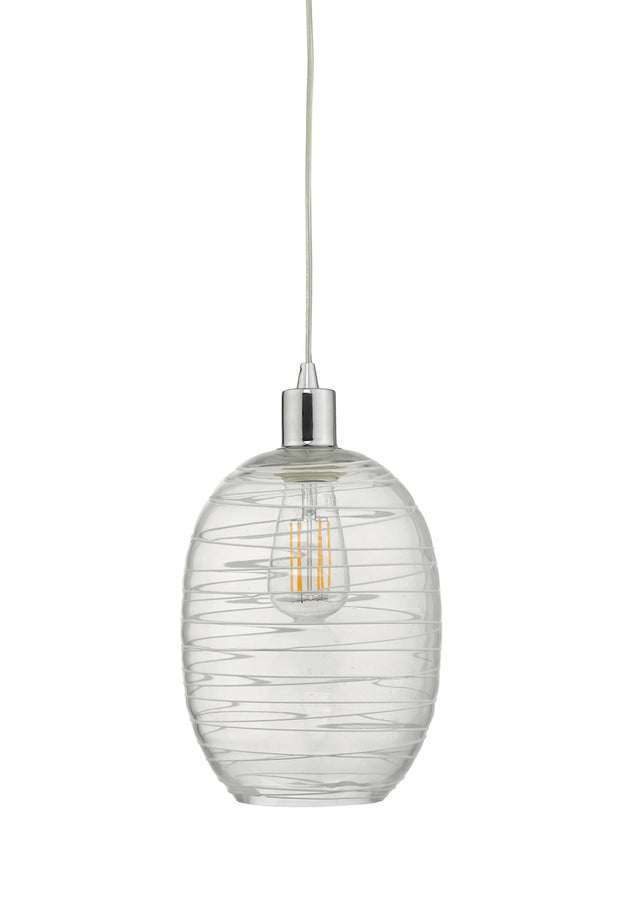 Dar Tizi TIZ6508 Easy Fit Glass Pendant Shade With White Detail