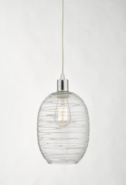 Dar Tizi TIZ6508 Easy Fit Glass Pendant Shade With White Detail